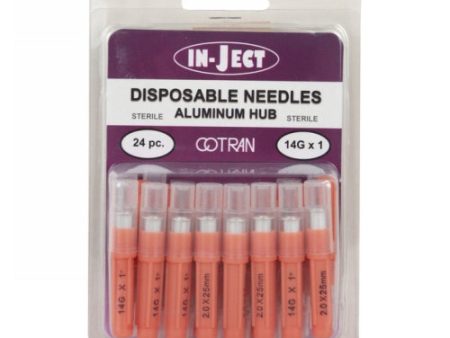 In-Ject Disposable Hypodermic Needles 14 x 1  Orange 24 Packets by Cotran Corporation Supply