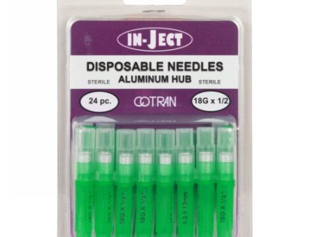 In-Ject Disposable Hypodermic Needles 18 x 1 2  Green 24 Packets by Cotran Corporation Online