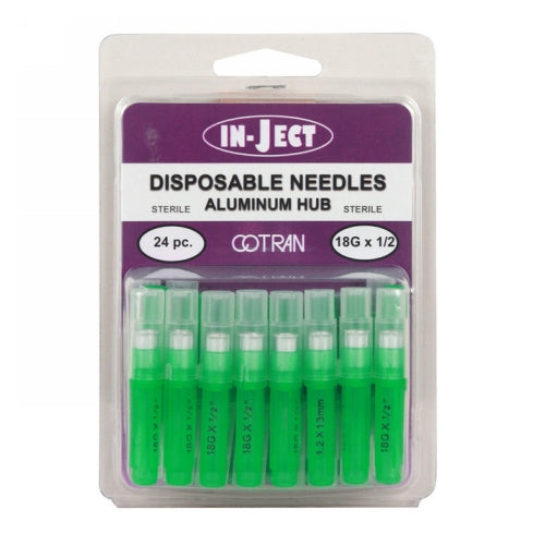 In-Ject Disposable Hypodermic Needles 18 x 1 2  Green 24 Packets by Cotran Corporation Online