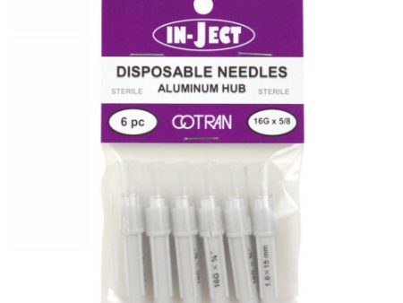 In-Ject Disposable Hypodermic Needles 16 x 5 8  White 6 Packets by Cotran Corporation For Sale