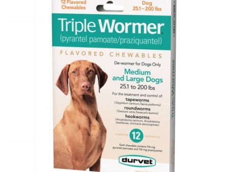 Durvet Triple Wormer Dog Dewormer Medium Large Dog 12 Tablets by Durvet Online now