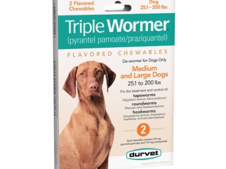 Durvet Triple Wormer Dog Dewormer Medium Large Dogs 2 Tablets by Durvet Hot on Sale