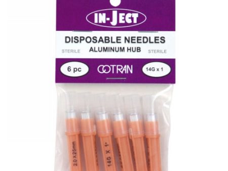 In-Ject Disposable Hypodermic Needles 14 x 1  Orange 6 Packets by Cotran Corporation Supply