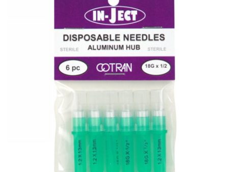 In-Ject Disposable Hypodermic Needles 18 x 1 2  Green 6 Packets by Cotran Corporation Online Sale