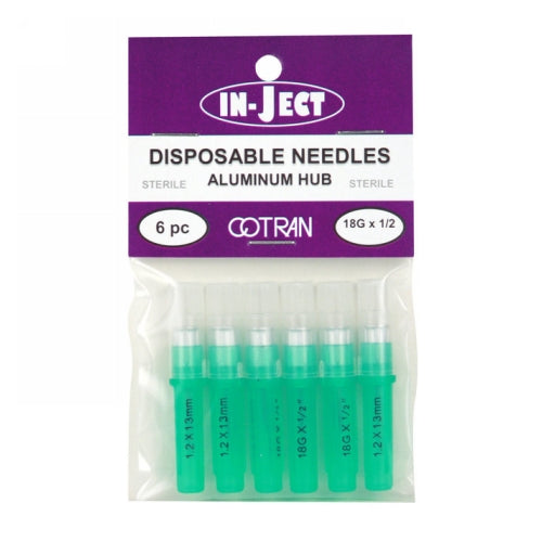 In-Ject Disposable Hypodermic Needles 18 x 1 2  Green 6 Packets by Cotran Corporation Online Sale