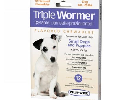 Durvet Triple Wormer Dog Dewormer Puppy Small Dog 12 Tablets by Durvet Online Sale