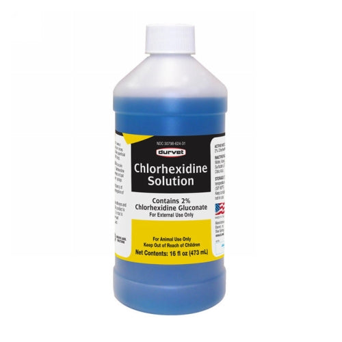 Chlorhexidine 2% Solution for Horses and Dogs 16 Oz by Durvet Supply