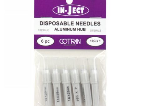 In-Ject Disposable Hypodermic Needles 16 x 1  White 6 Packets by Cotran Corporation Hot on Sale