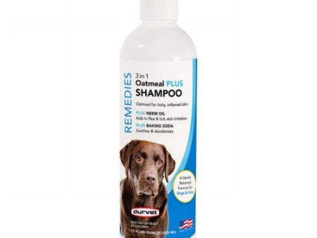 Naturals Remedies 3 in 1 Oatmeal PLUS Shampoo for Dogs and Cats 17 Oz by Durvet Online