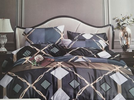 Bed Sheet Printed Grey Black Mix Design - 3 PCS Set Discount